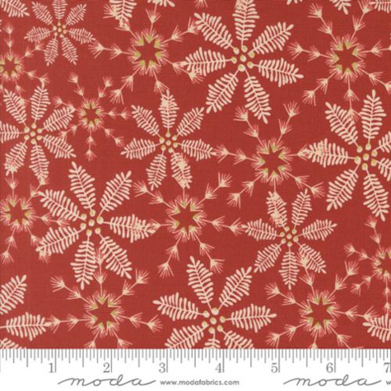 Fabric Moda Poinsettia Lacy Snowflakes Old World Yuletide by the Quarter Yard 45624-18M